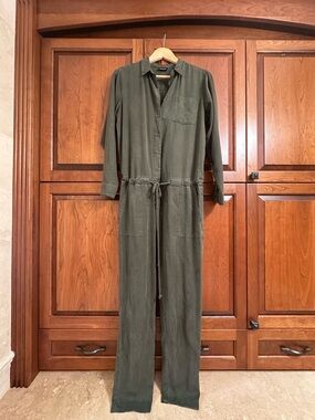 Kookai Olive Utility Jumpsuit with Drawstring Waist